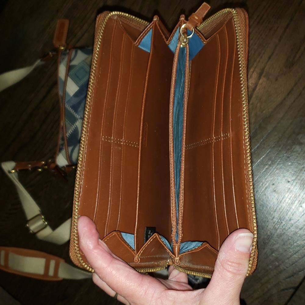 Coach Denim Patchwork Zip Around Large Wallet - image 6